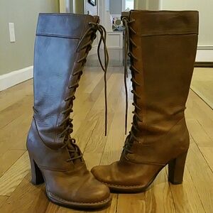 Frye Brown Heeled Lace-Up Boots